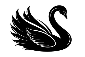 Fototapeta premium swan silhouette line art vector illustration with a white background