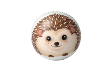 PNG Cute cartoon hedgehog on white background with round face and spiky fur