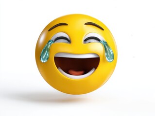 Fototapeta premium Laughing emoji isolated on white background for social media and messaging.