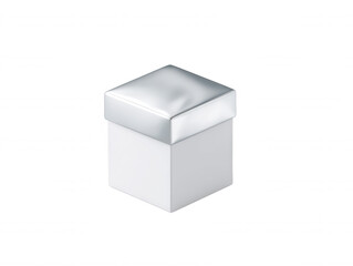 A simple white box with a reflective silver lid is presented against a plain background creating a modern and minimalist aesthetic for product photography.