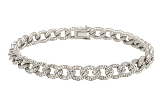 PNG Elegant silver cuban link bracelet with diamond detailing