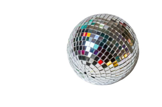PNG Colorful reflective disco ball on black background