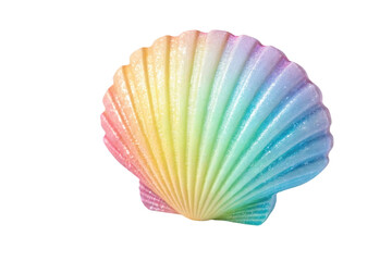 PNG Rainbow gradient seashell with glitter effect on white background