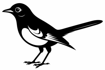 mockingbird silhouette line art vector illustration with a white background