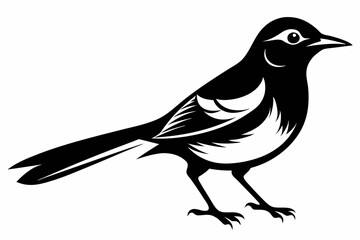 mockingbird silhouette line art vector illustration with a white background