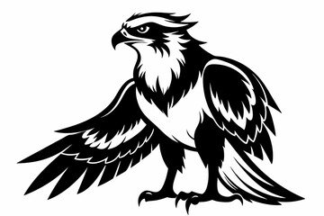 osprey silhouette line art vector illustration with a white background