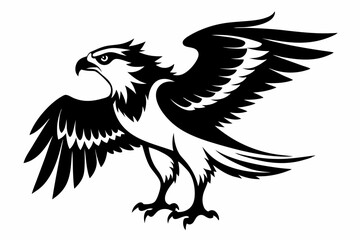 osprey silhouette line art vector illustration with a white background