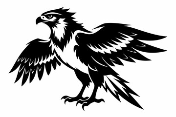 osprey silhouette line art vector illustration with a white background