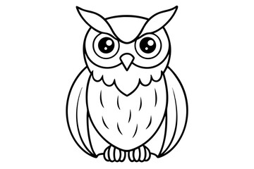 owl silhouette line art vector illustration with a white background