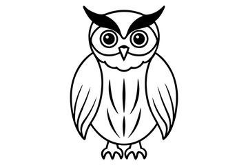 owl silhouette line art vector illustration with a white background