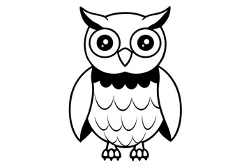 owl silhouette line art vector illustration with a white background