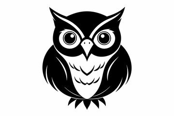 owl silhouette line art vector illustration with a white background