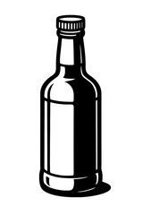 Classic Beer Bottle Silhouette - Black and White Vector Illustration for Beverages or Brewery Concepts