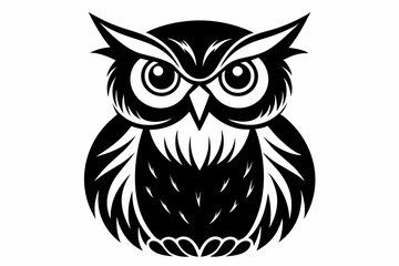 owl silhouette line art vector illustration with a white background