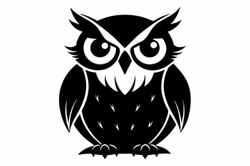 owl silhouette line art vector illustration with a white background