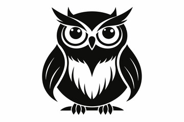 owl silhouette line art vector illustration with a white background