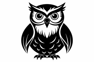 owl silhouette line art vector illustration with a white background