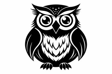 owl silhouette line art vector illustration with a white background