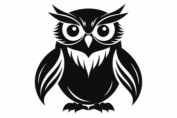 Fototapeta premium owl silhouette line art vector illustration with a white background