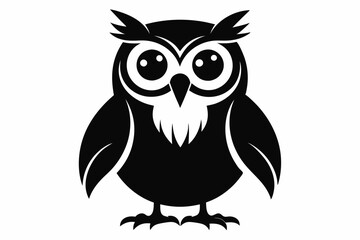 owl silhouette line art vector illustration with a white background