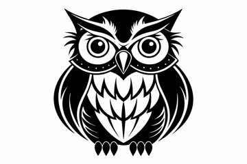 owl silhouette line art vector illustration with a white background