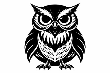 Fototapeta premium owl silhouette line art vector illustration with a white background