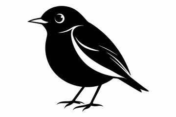 robin silhouette line art vector illustration with a white background