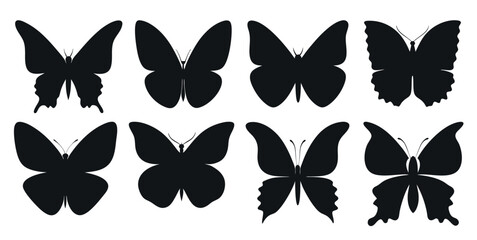 black butterfly silhouettes color vector illustration on white background 