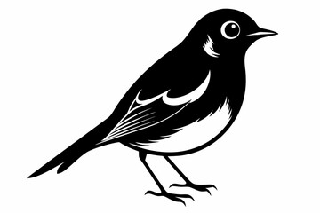 robin silhouette line art vector illustration with a white background