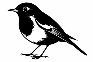 starling silhouette line art vector illustration with a white background