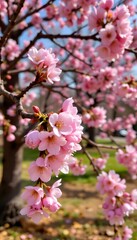 Fototapeta premium pink cherry blossoms in full bloom spring nature season