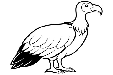 vulture silhouette line art vector illustration with a white background