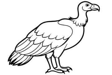 vulture silhouette line art vector illustration with a white background