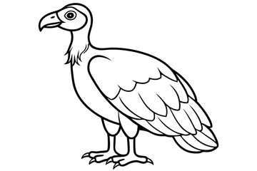 vulture silhouette line art vector illustration with a white background