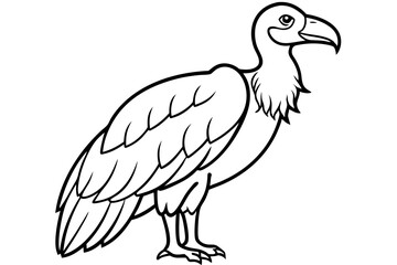 vulture silhouette line art vector illustration with a white background