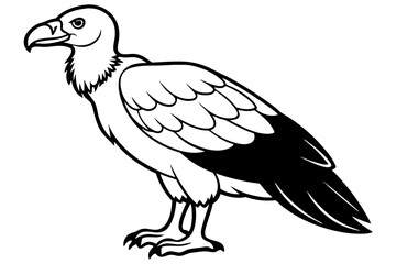 vulture silhouette line art vector illustration with a white background
