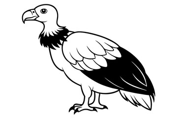 vulture silhouette line art vector illustration with a white background