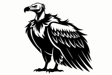 vulture silhouette line art vector illustration with a white background