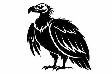 vulture silhouette line art vector illustration with a white background