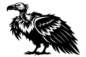 vulture silhouette line art vector illustration with a white background