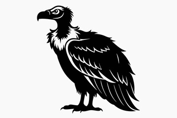 vulture silhouette line art vector illustration with a white background