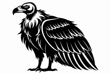 vulture silhouette line art vector illustration with a white background