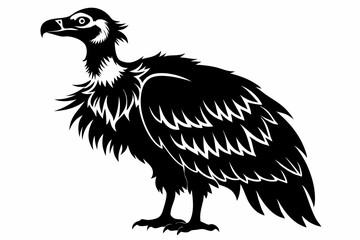 vulture silhouette line art vector illustration with a white background