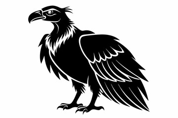 vulture silhouette line art vector illustration with a white background