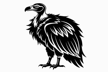 vulture silhouette line art vector illustration with a white background