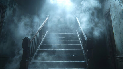 Dark and Foggy Staircase in an Old Building