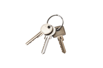 PNG Three metal keys on ring against black background