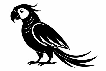 macaw silhouette line art vector illustration with a white background