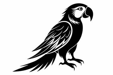 macaw silhouette line art vector illustration with a white background