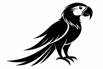 macaw silhouette line art vector illustration with a white background